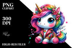 Vibrant Drawing of Cute Unicorn in Style PNG Product Image 2