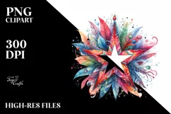 Colorful Star Watercolor Clipart Product Image 3