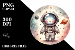Retro Astronaut Girl Sublimation Clipart Product Image 1