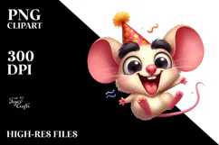 Cute Mouse with Party Hat Jumping PNG Product Image 2