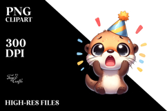 Ridiculously Cute Otter with Party Hat PNG Product Image 2