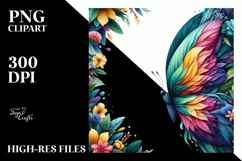 Vibrant Butterfly with Plant Leaves, PNG Product Image 3