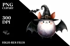 Funny Watercolor Wimsical Halloween Bat Clipart Product Image 3