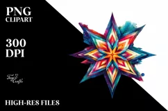 Vibrant Abstract Watercolor Star Clipart Product Image 1