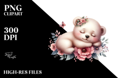 Adorable Baby Bear Sleeping in Digital Watercolor, PNG Product Image 2