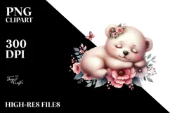 Adorable Baby Bear Sleeping in Digital Watercolor, PNG Product Image 2
