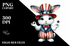 Whimsical Bunny USA Collors | Sublimation Clipart Product Image 1