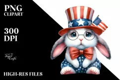 Whimsical Bunny USA Collors | Sublimation Clipart Product Image 1