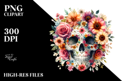 Boho Skull with Spring Flowers PNG Product Image 2