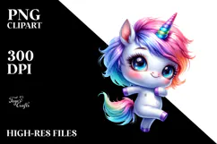 Dancing Baby Unicorn with Cool Haircut, High-Quality PNG Product Image 2