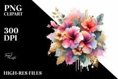 Vibrant Bouquet with Hibiscus and Gold Foil Product Image 1