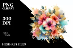Vibrant Bouquet with Hibiscus and Gold Foil Product Image 1