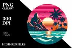 Retro Tropical Island Sunset | Sublimation Clipart Product Image 3