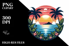 Retro Tropical Island Sunset | Sublimation Clipart Product Image 3