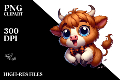 Cartoony Highland Cow with Bow Tie PNG Product Image 2