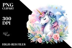 Colorful Baby Unicorn Watercolor Clipart Product Image 3