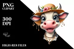 Cow Enthusiastic Cow Portrait | Summer Sticker Clipart Product Image 3