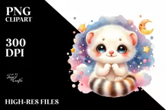 Colorful Watercolor Smiling Ermine | Clipart Product Image 1