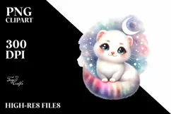 Cute Colorful Ermine Moon Stars Clipart Product Image 1
