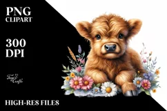 Cute Watercolor Highland Cow | Sublimation | Clipart Product Image 3