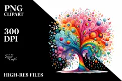 Colorful Watercolor Rainbow Trees Clipart Product Image 3