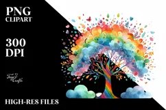 Colorful Watercolor Rainbow Trees Clipart Product Image 3