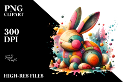 Colorful Wooden Bunny PNG Product Image 2