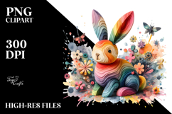 Colorful Wooden Bunny PNG Product Image 2