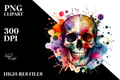Grunge Skull Splashes Painting, PNG Product Image 2