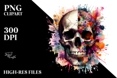 Grunge Skull Splashes Painting, PNG Product Image 2