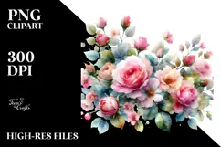 Colorful Glossy Pink Roses | Clipart Product Image 2