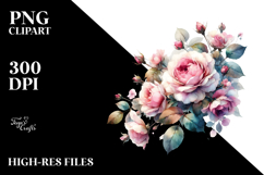 Colorful Glossy Pink Roses | Clipart Product Image 2