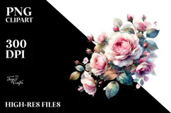 Colorful Glossy Pink Roses | Clipart Product Image 2