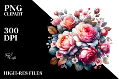 Colorful Glossy Pink Roses | Clipart Product Image 2