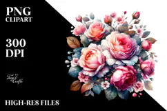 Colorful Glossy Pink Roses | Clipart Product Image 2