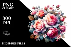 Colorful Glossy Pink Roses | Clipart Product Image 1