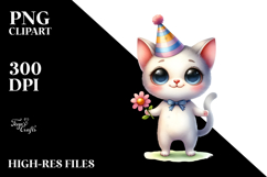 Baby Cat Party Hat Standing Up Expression Proud Clipart Product Image 2