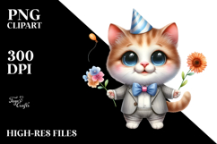 Baby Cat Party Hat Standing Up Expression Proud Clipart Product Image 2