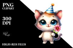 Baby Cat Party Hat Standing Up Expression Proud Clipart Product Image 2