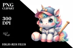 Cute Baby Unicorn Baseball Gear | Sublimation | Clipart Product Image 3