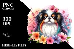 Cute Colorful Japanese Chin Watercolor Clipart Product Image 3