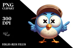 Silly Cartoon Bird with Cross-Eyed Expression PNG Product Image 2
