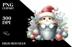 Whimsical Pastel Cat with Santa Hat PNG Product Image 2