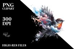 V Painting with Bird Made of Splashes PNG Product Image 2
