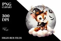 Cute Baby Deer, Halloween Theme, PNG Product Image 1