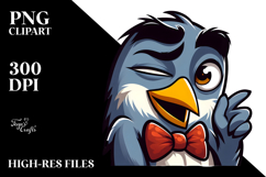 Expressive Bird with Bow Tie PNG Product Image 2