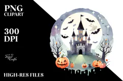 Simple Funny Castle Clipart, Halloween Theme, PNG Product Image 2