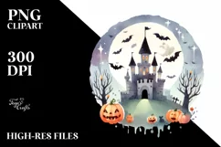 Simple Funny Castle Clipart, Halloween Theme, PNG Product Image 3