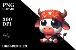 Whimsical Cow with Bandana PNG Product Image 2