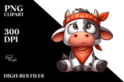 Whimsical Cow with Bandana PNG Product Image 1
